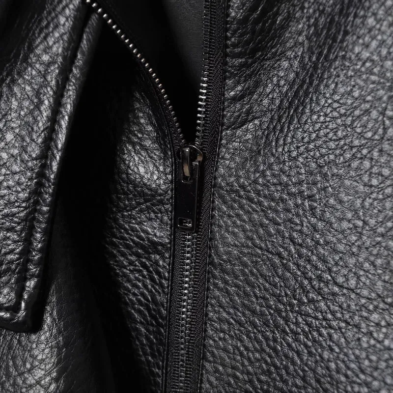 Damen Kurze Boxy-Jacke aus Lederoptik mit hohem Stehkragen und elastischem Saum Drune