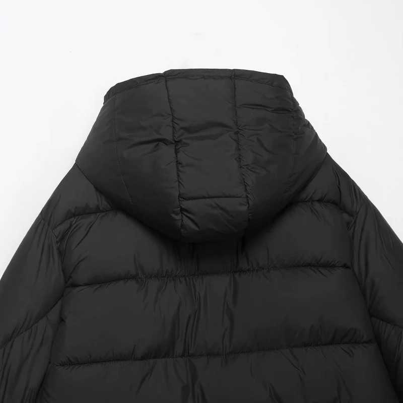 Damen Kurze boxy Funktionsjacke mit Kapuze, wattierter Isolierung und diagonalen Reißverschlusstaschen Drune