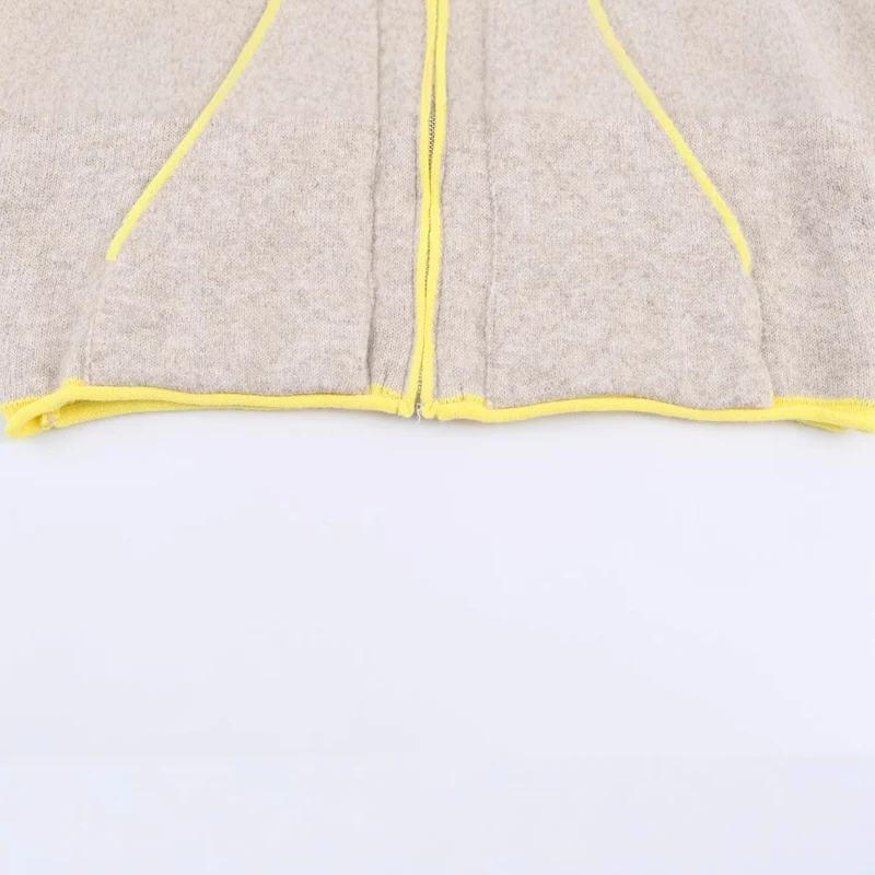 Damen Kurze Boxy‑Fleecejacke mit hohem Funnelkragen und Kontrastpaspel Drune