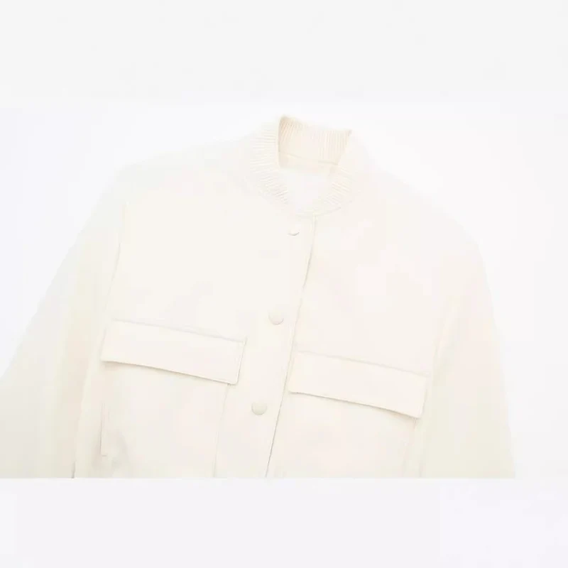 Damen Kurze Boxy‑Blousonjacke mit verdeckten Druckknöpfen, Pattentaschen und geripptem Saum Drune