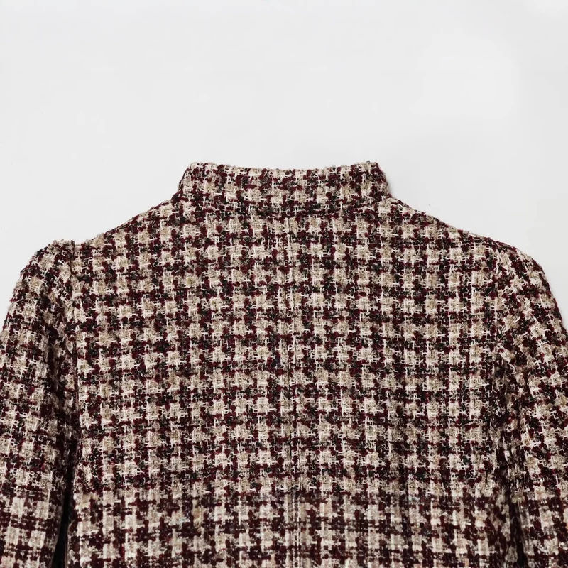 Damen Kurze Bouclé-Tweed-Jacke mit Stehkragen und Kunstfellmanschetten Drune