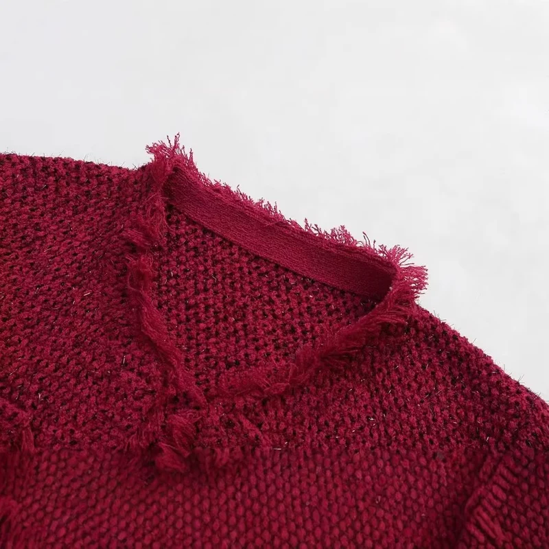 Damen kurze Bouclé‑Tweed‑Jacke mit Fransenbesatz, aufgesetzten Pattentaschen und Rundhalsausschnitt Drune
