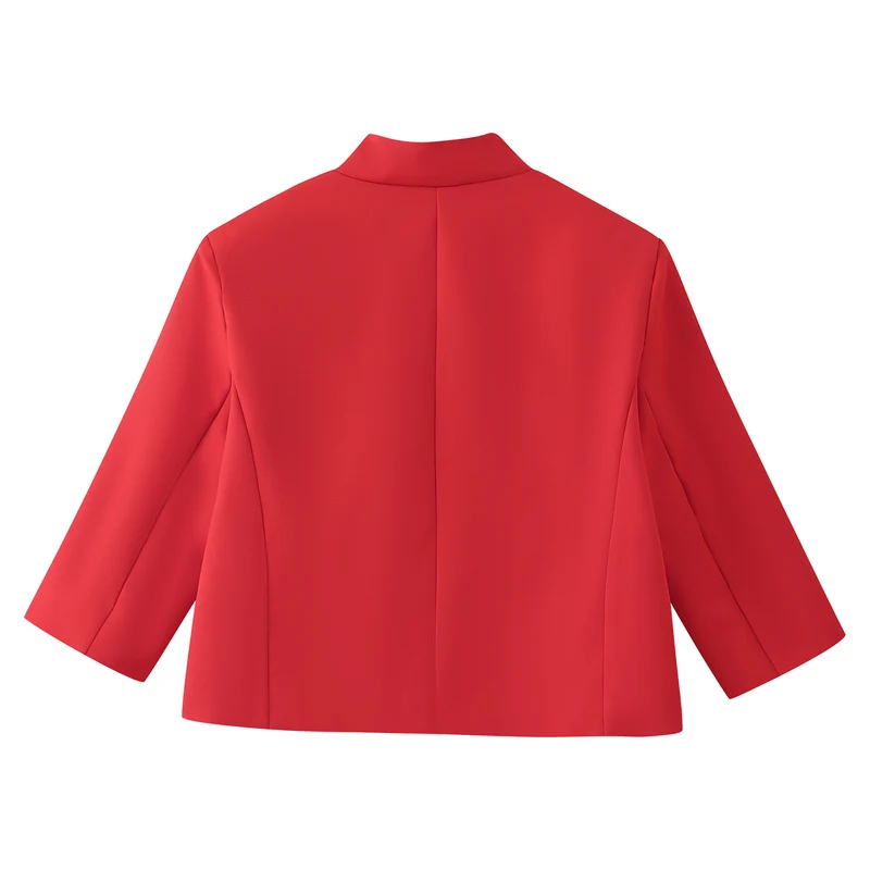 Damen Kurzblazer mit Stehkragen, kastiger Cropped‑Silhouette und Ein‑Knopf‑Verschluss Drune