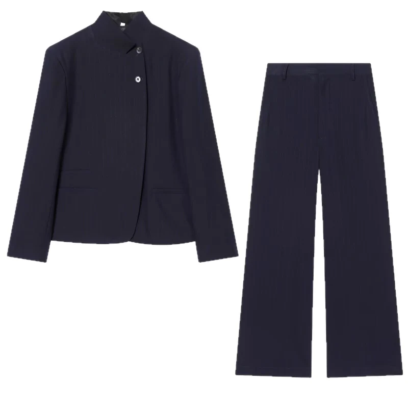 Damen Kurzblazer mit Funnelkragen und asymmetrischer Knopfleiste Drune