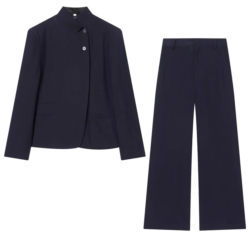 Damen Kurzblazer mit Funnelkragen und asymmetrischer Knopfleiste Drune