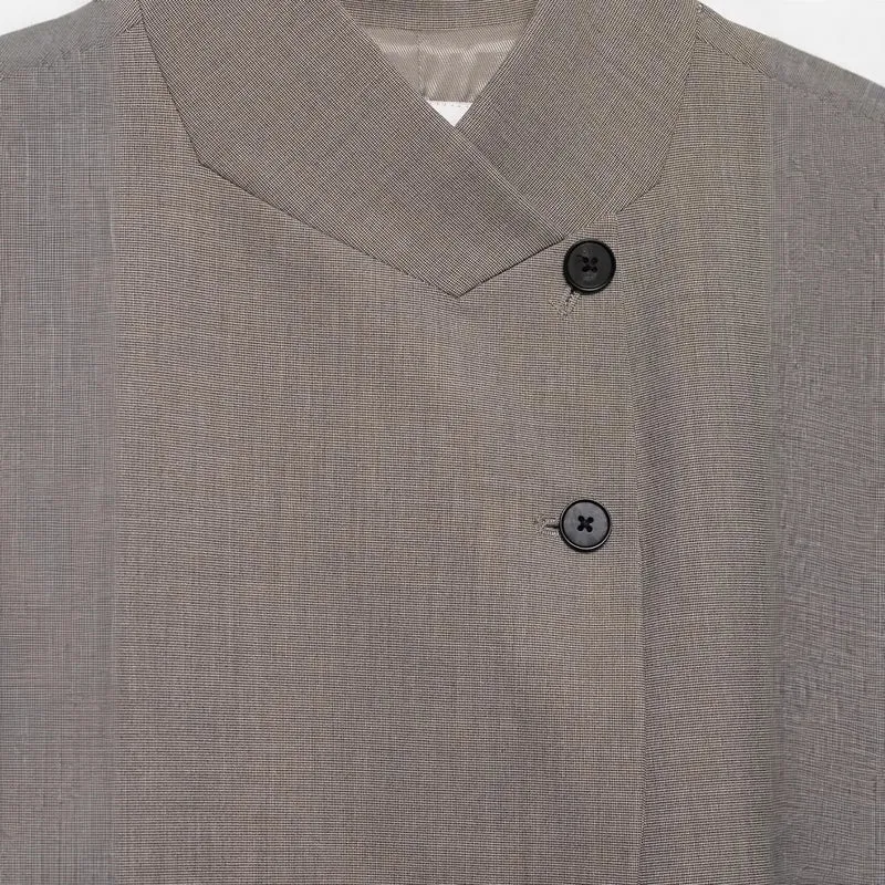 Damen Kurzblazer mit asymmetrischer Knopfleiste und Stehkragen Drune