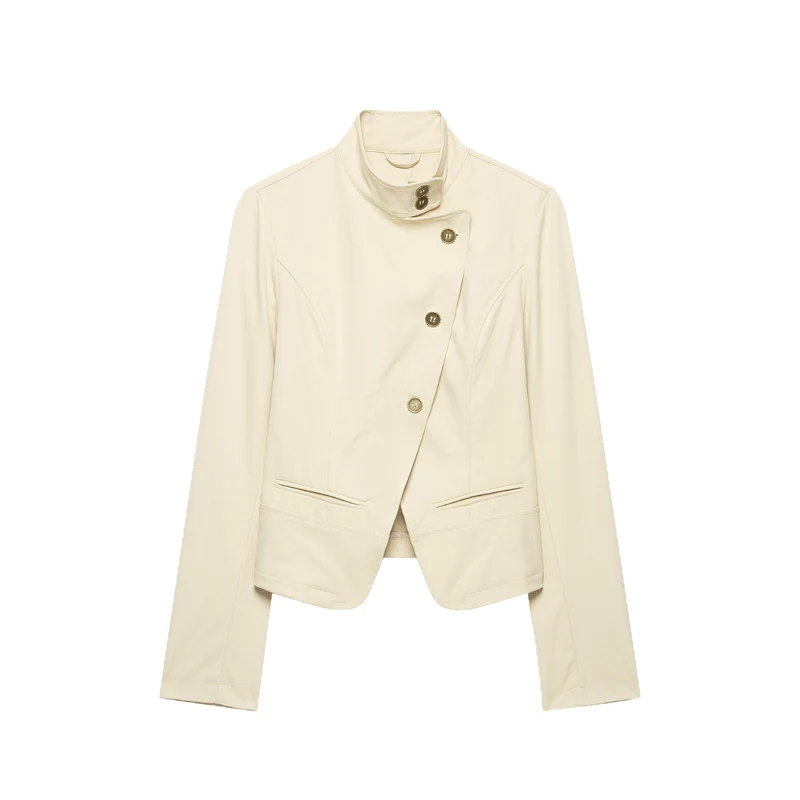 Damen Kurzblazer mit asymmetrischer Knopfleiste und hohem Stehkragen Drune