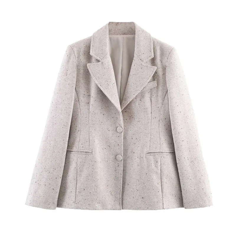 Damen Kurzblazer im Tweed‑Look mit taillierter Schnittführung Drune