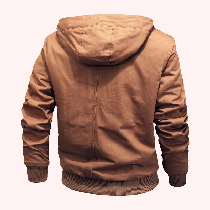 Herren Sherpagefütterte Kapuzen-Canvasjacke mit Thermoisolierung und Rippbündchen Drune