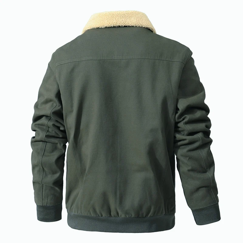 Herren Robuste Canvas-Fliegerjacke mit Teddyfutter und Reverskragen Drune