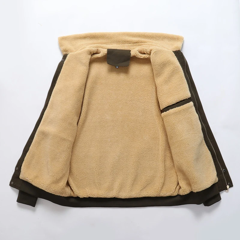 Herren Robuste Canvas-Fliegerjacke mit Teddyfutter und Reverskragen Drune