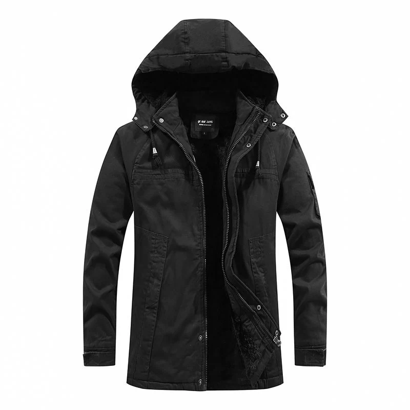 Herren Parka mit Kapuze und Teddyfutter winddichte wasserabweisende Winterjacke Drune