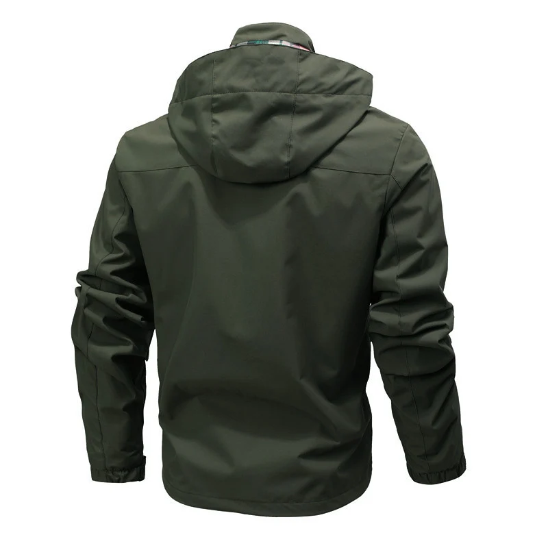 Herren Multitaschen-Softshell-Parka mit Kapuze und kariertem Innenfutter Drune