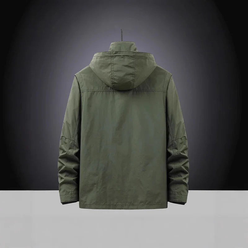 Herren Multifunktions-Fieldjacke mit Kapuzenkragen, Cargo-Taschen und D-Ring Drune