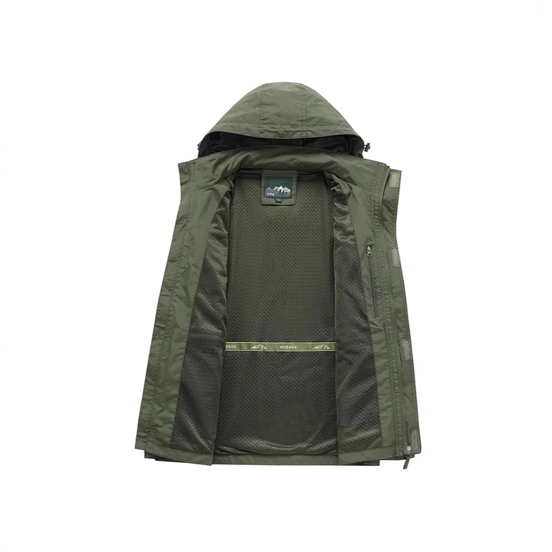Herren Multifunktions-Fieldjacke mit Kapuzenkragen, Cargo-Taschen und D-Ring Drune