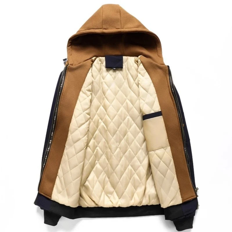 Herren Mehrlagige Übergangsjacke mit Kapuze, gesteppter Innenblende und Utility-Ärmeltasche Drune