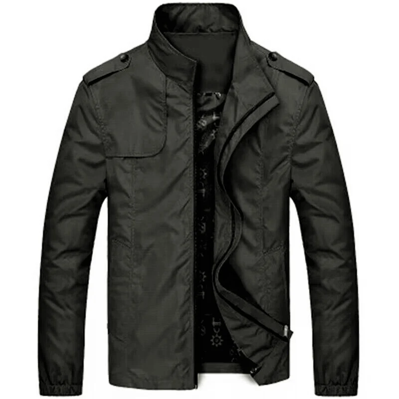 Herren leichte Utility-Fieldjacke mit Stehkragen und Epauletten Drune