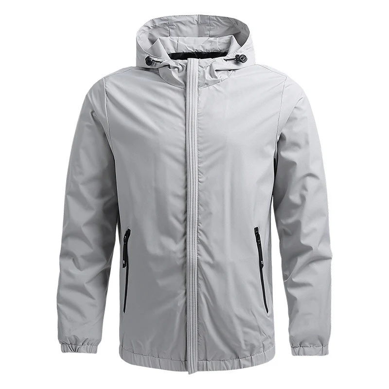 Herren Leichte Kapuzen-Windjacke mit wasserabweisender Oberfläche und verdecktem Reißverschluss Drune