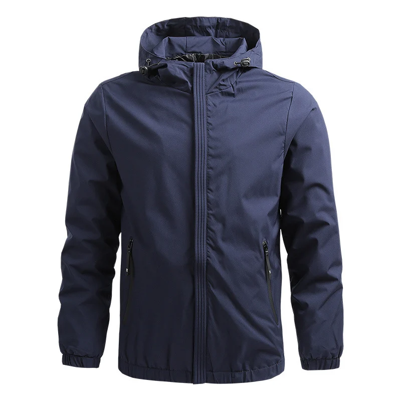 Herren Leichte Kapuzen-Windjacke mit wasserabweisender Oberfläche und verdecktem Reißverschluss Drune