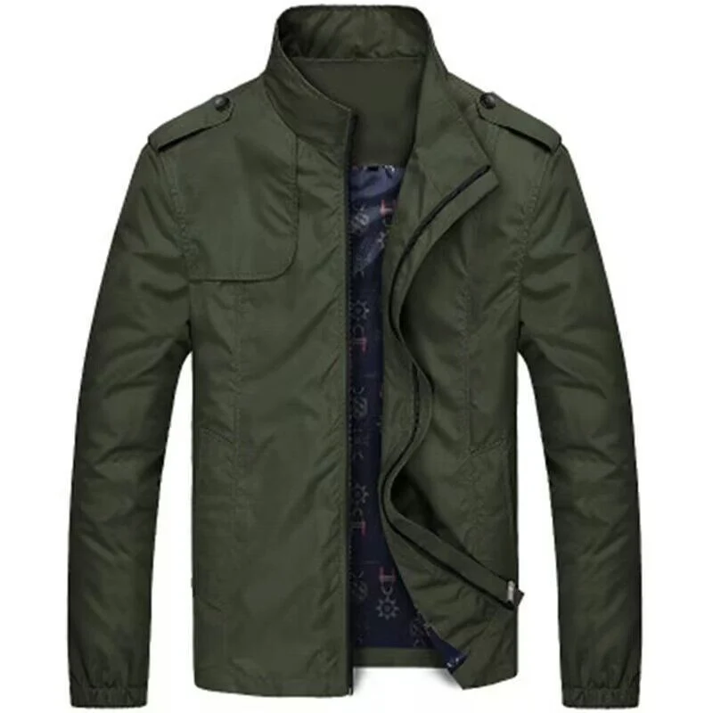 Herren Leichte Fieldjacke mit Stehkragen, Epauletten und gemustertem Innenfutter Drune