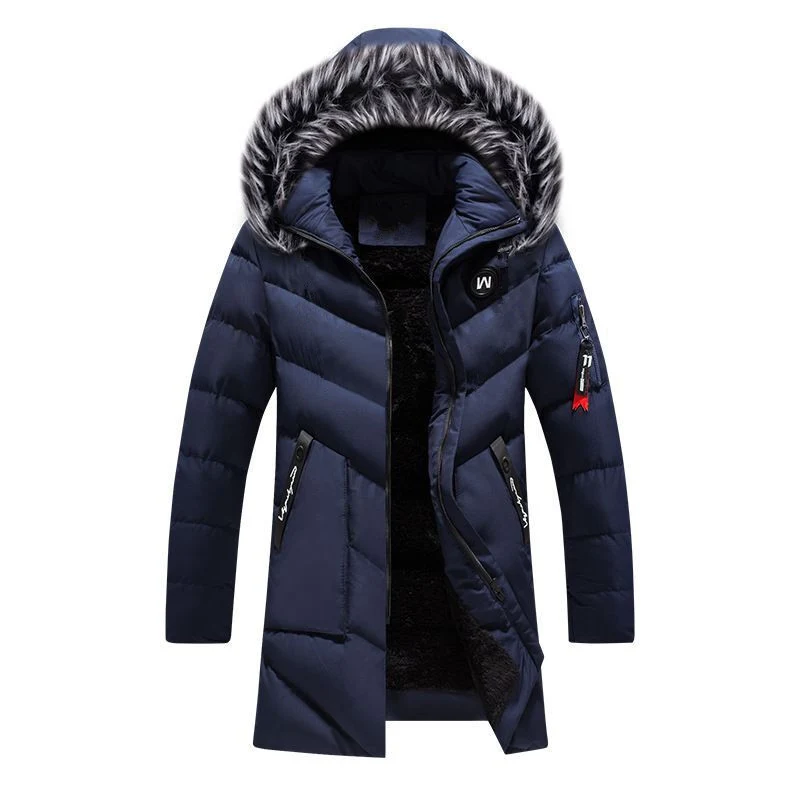 Herren Langer gesteppter Winterparka mit Teddyfutter und Kapuze Drune