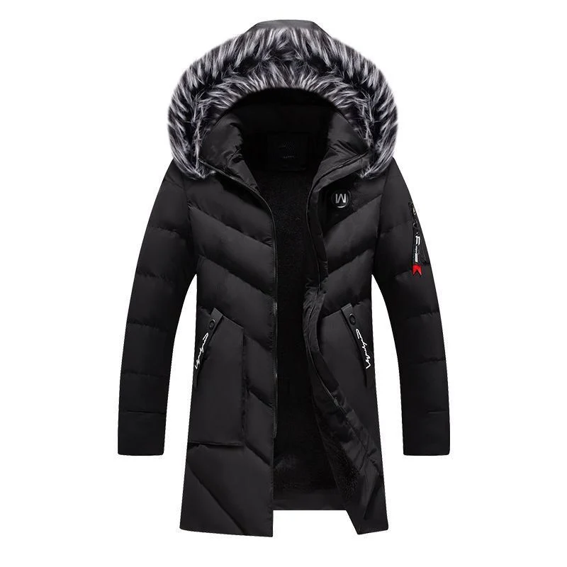 Herren Langer gesteppter Winterparka mit Teddyfutter und Kapuze Drune