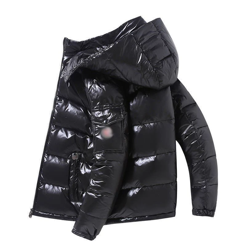 Herren Glänzende Stepp-Kapuzenjacke mit Cargo-Brusttasche Drune