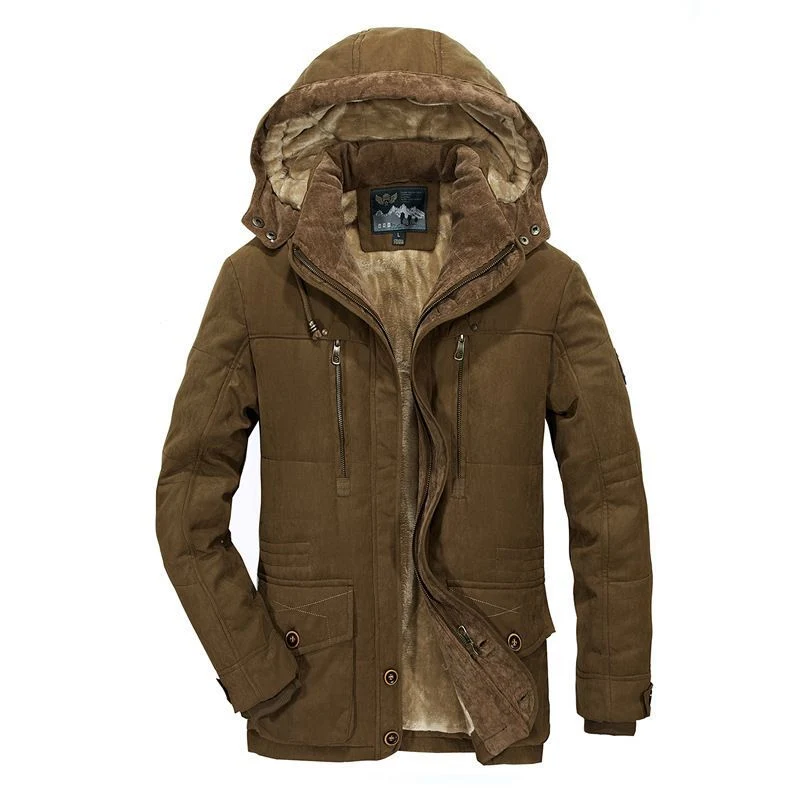 Herren Gefütterte Winterparka mit Kapuze und Teddyfutter Drune