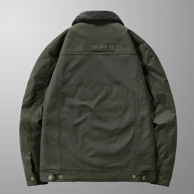 Herren Gefütterte Canvas-Arbeitsjacke mit Sherpa-Innenfutter und Hemdkragen Drune