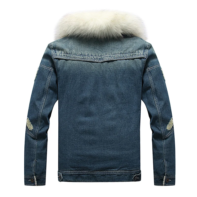 Herren Denimjacke mit Sherpa-Innenfutter und abnehmbarem Kunstfellkragen Drune