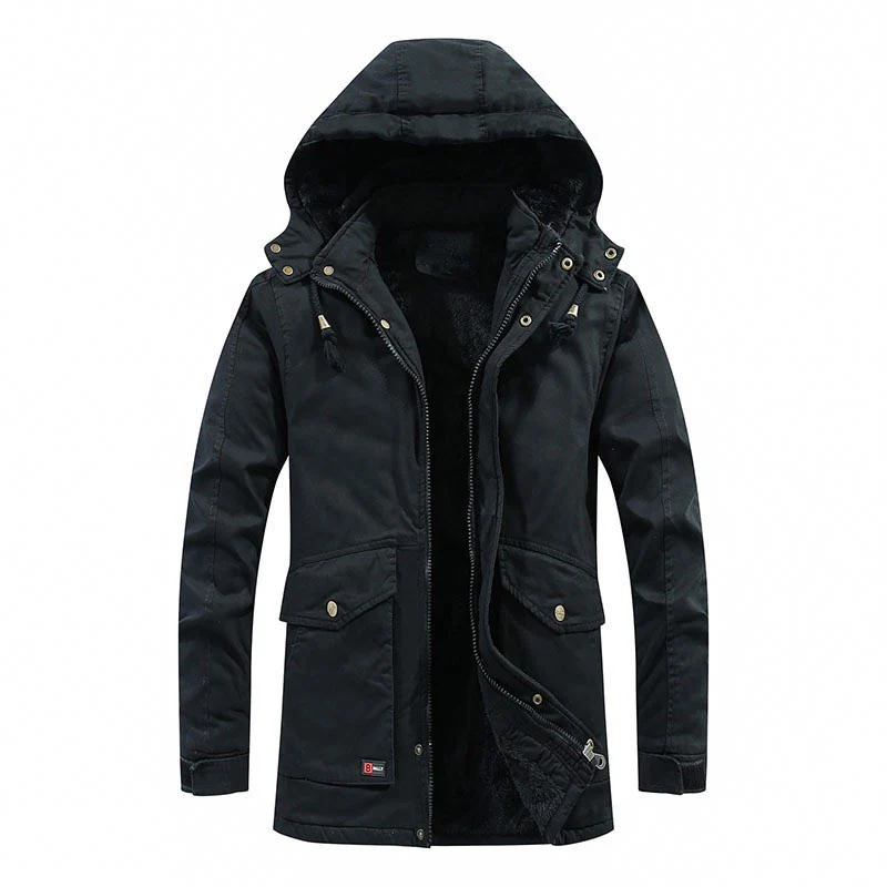 Herren Canvas-Parka mit Sherpa-Innenseite, verlängerter Schnitt und Utility-Ärmeltasche Drune