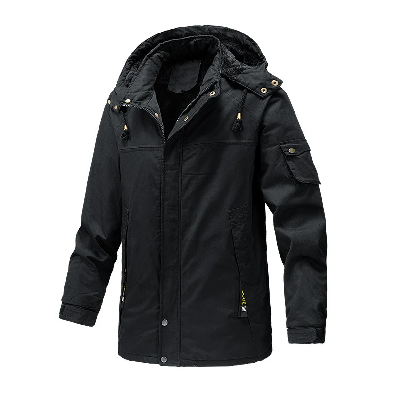 Herren Canvas-Parka mit Sherpa-Innenseite, verlängerter Schnitt und Utility-Ärmeltasche Drune