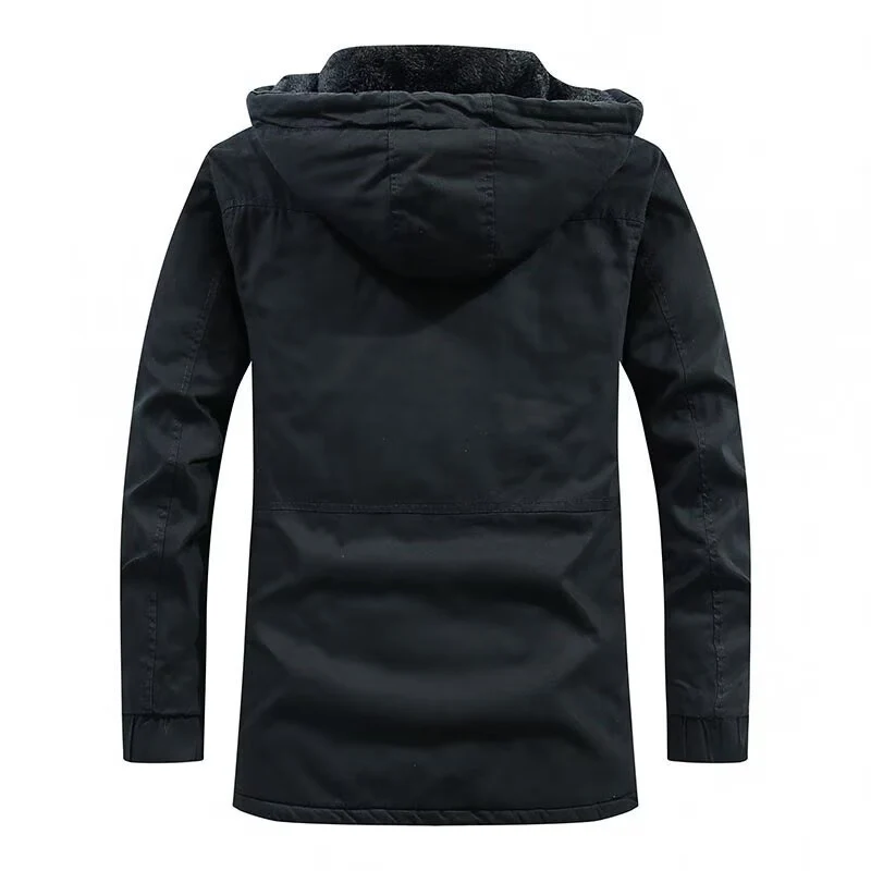 Herren Canvas-Parka mit Sherpa-Innenseite, verlängerter Schnitt und Utility-Ärmeltasche Drune