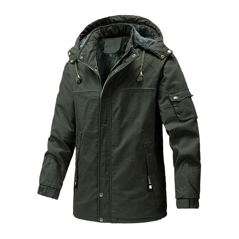 Herren Canvas-Parka mit Sherpa-Innenseite, verlängerter Schnitt und Utility-Ärmeltasche Drune