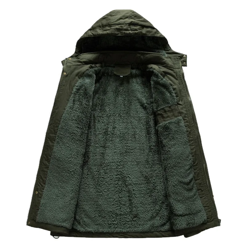 Herren Canvas-Parka mit Sherpa-Innenseite, verlängerter Schnitt und Utility-Ärmeltasche Drune