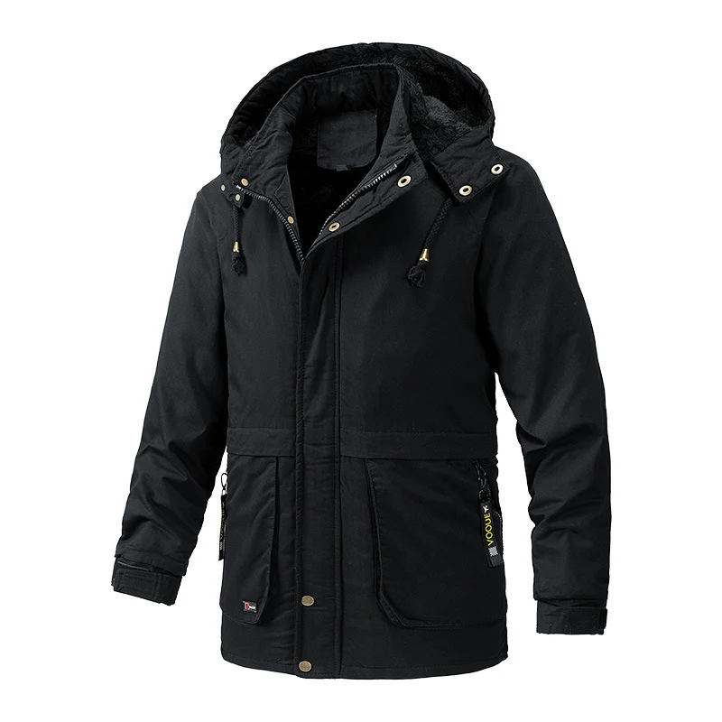 Herren Canvas-Parka mit Sherpa-Innenseite, verlängerter Schnitt und Utility-Ärmeltasche Drune