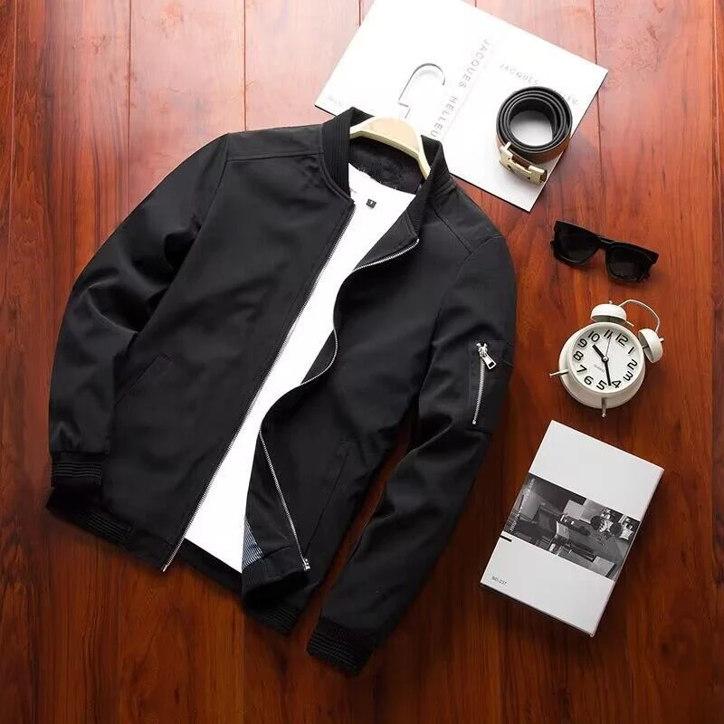 Herren Bomberjacke mit Reißverschluss, wasserabweisendem Nylon und Ärmel-Tasche Drune