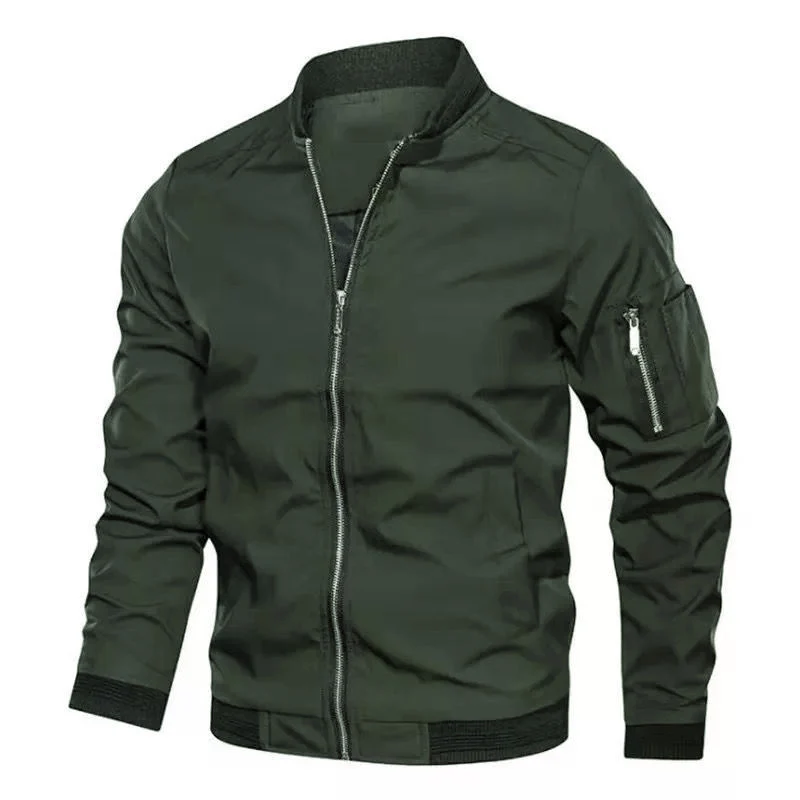 Herren Bomberjacke mit Reißverschluss, wasserabweisendem Nylon und Ärmel-Tasche Drune