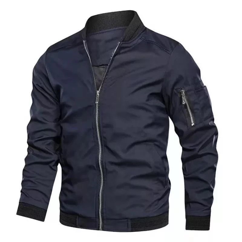 Herren Bomberjacke mit Reißverschluss, wasserabweisendem Nylon und Ärmel-Tasche Drune