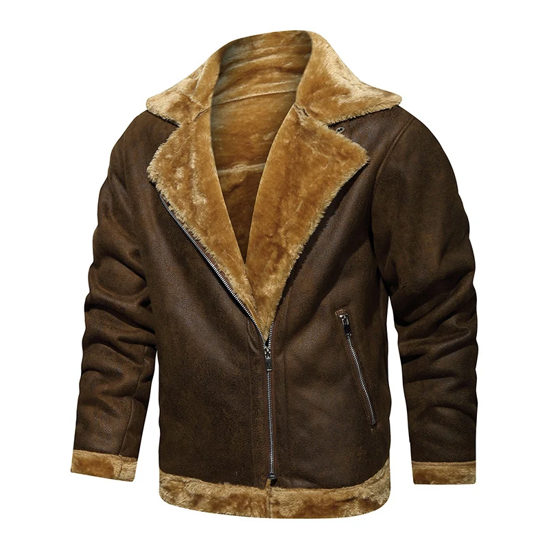 Herren Bikerjacke aus Lederimitat mit Teddyfutter Drune