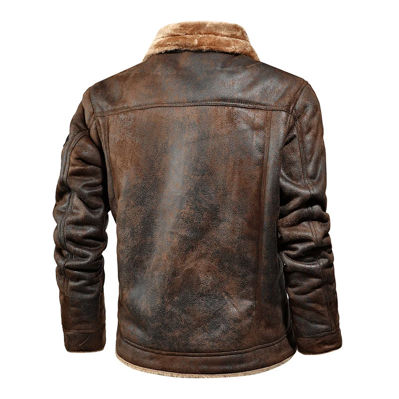 Herren Aviatorjacke mit Teddyfutter und Vintage-Lederoptik Drune