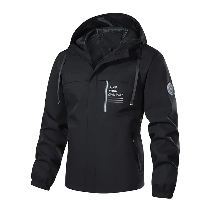 Herren Atmungsaktive Softshell-Regenjacke mit Kapuze, reflektierenden Details und verdecktem Reißverschluss Drune
