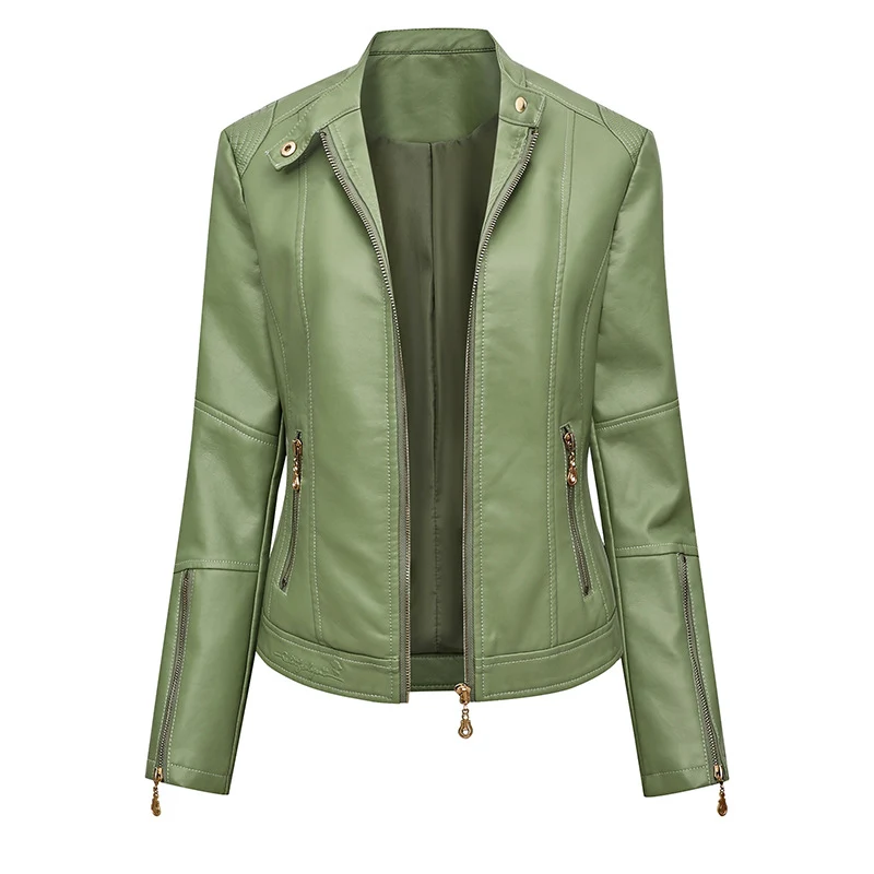 Damen Asymmetrische Bikerjacke aus Kunstleder mit Nietenbesatz und tailliertem Schnitt Drune