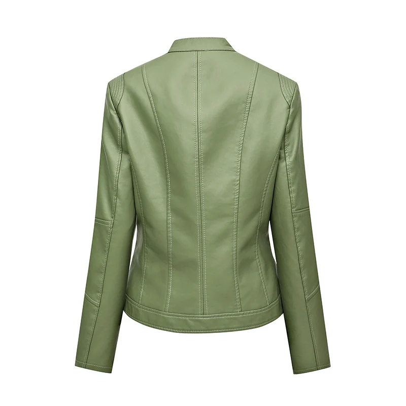 Damen Asymmetrische Bikerjacke aus Kunstleder mit Nietenbesatz und tailliertem Schnitt Drune