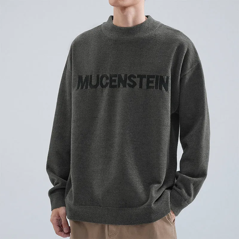 Herren Bequemer Oversized Pullover mit grafischem Schriftzug Drune
