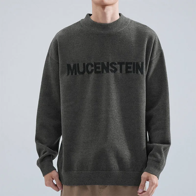Herren Bequemer Oversized Pullover mit grafischem Schriftzug Drune