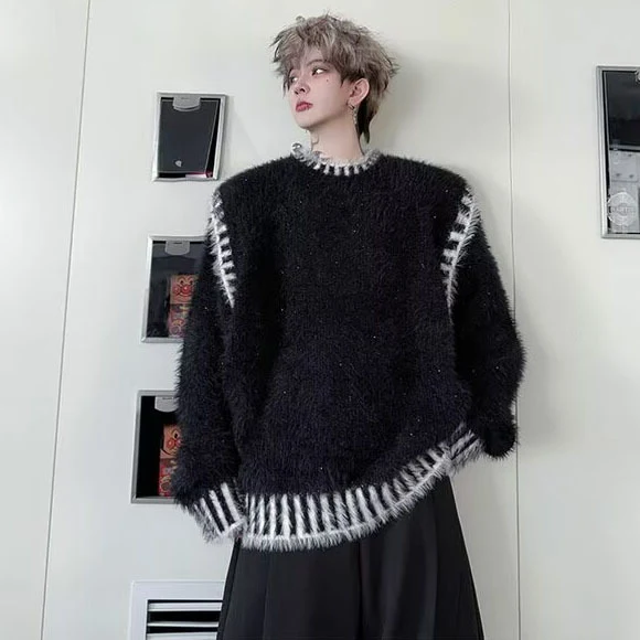 Herren Bequemer Grobstrickpullover mit Rundhalsausschnitt Drune