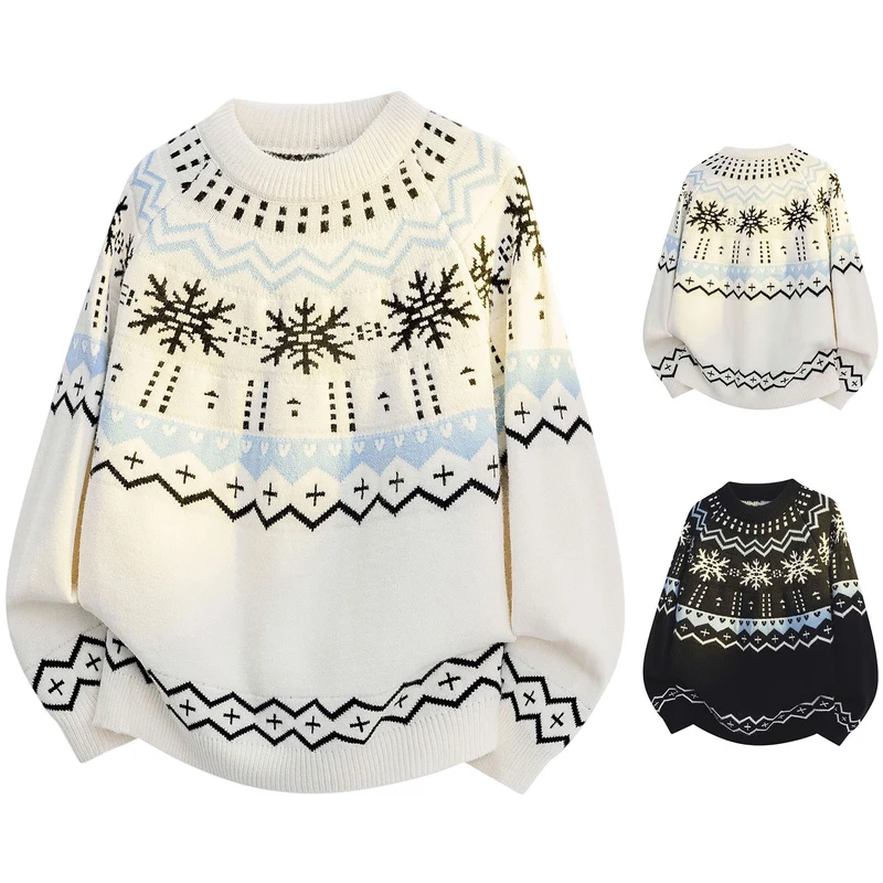 Damen Weicher Strickpullover mit Wintermotiv Drune