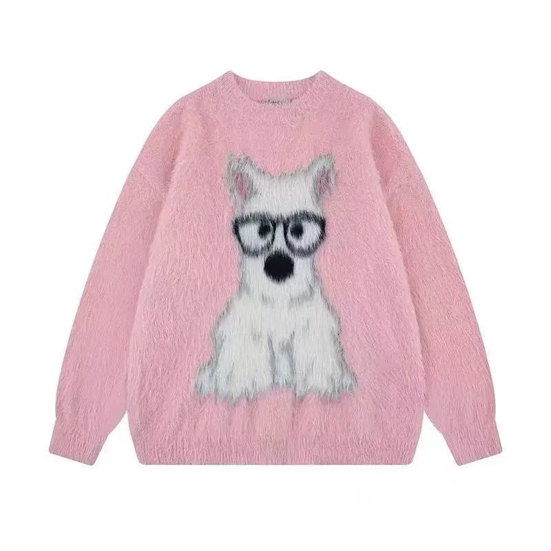 Damen Verspielter Pullover mit tierischem Motiv Drune