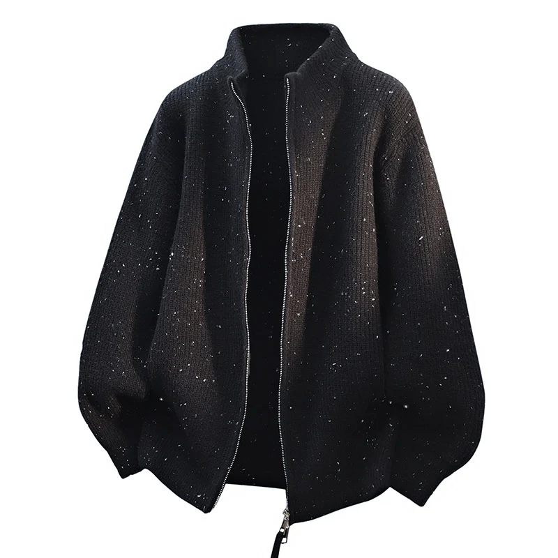 Damen Modische Strickjacke mit hohem Kragen und Reißverschluss Drune